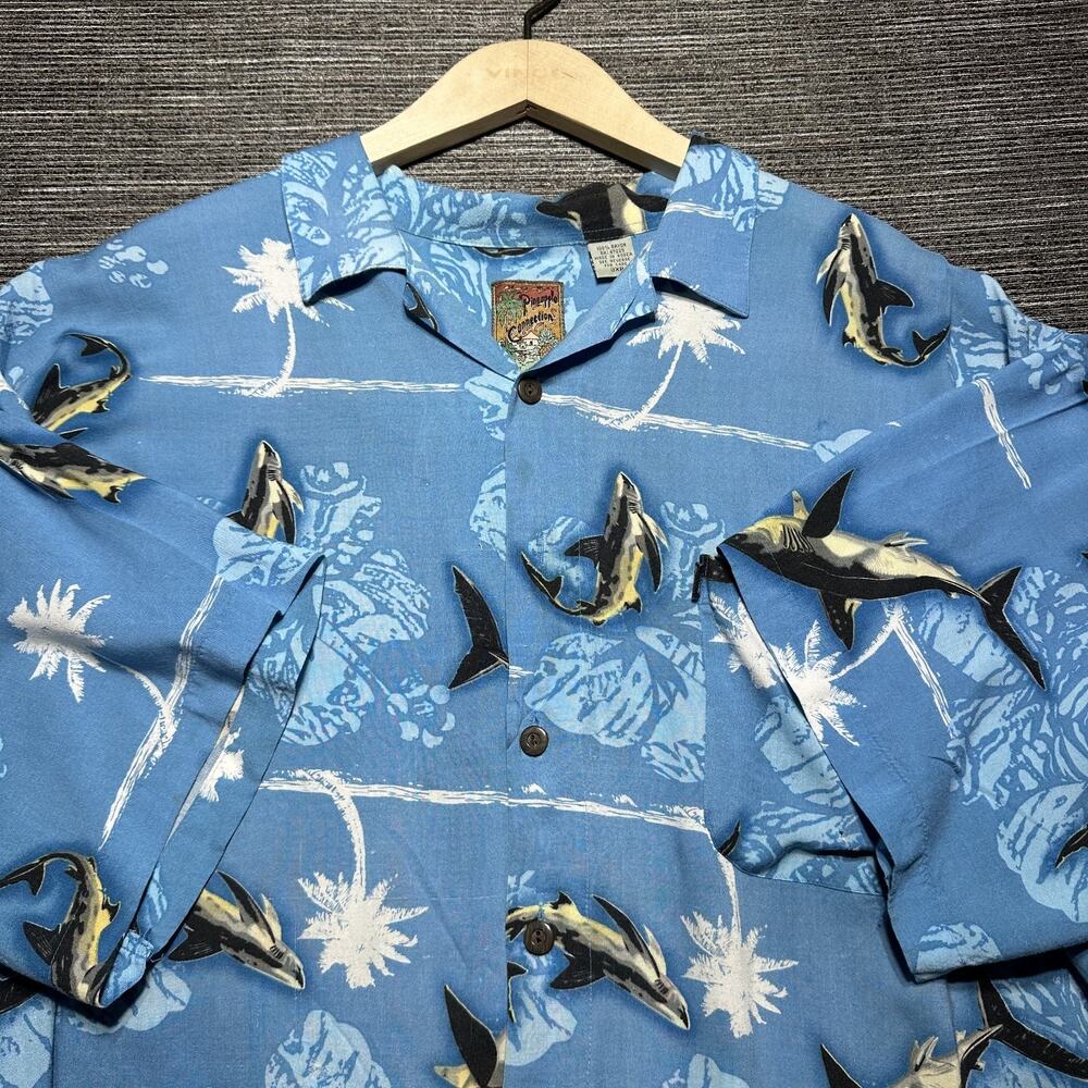 Pineapple Connection Shirt Men's 3XB Blue Sharks Short Sleeve Button Up Hawaiian